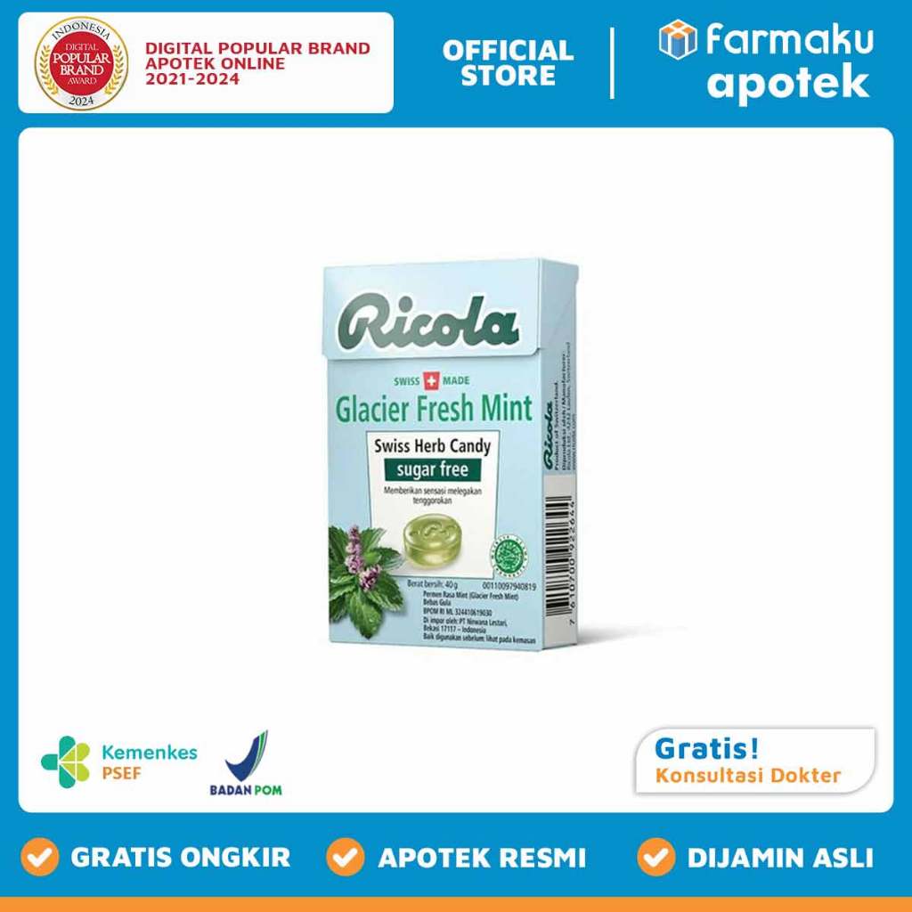 

Ricola Glacier Fresh Mint Swiss Alpine Herb Candy 40 gr - PSG