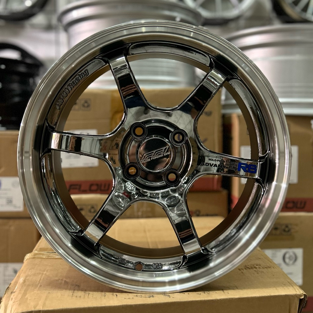 Velg Advan R6 FF1 GTR Ring 16 Lebar 7 Pcd 4x100 Et 39 Warna Black Chrome | Velg R16 | Velg Mobil | V
