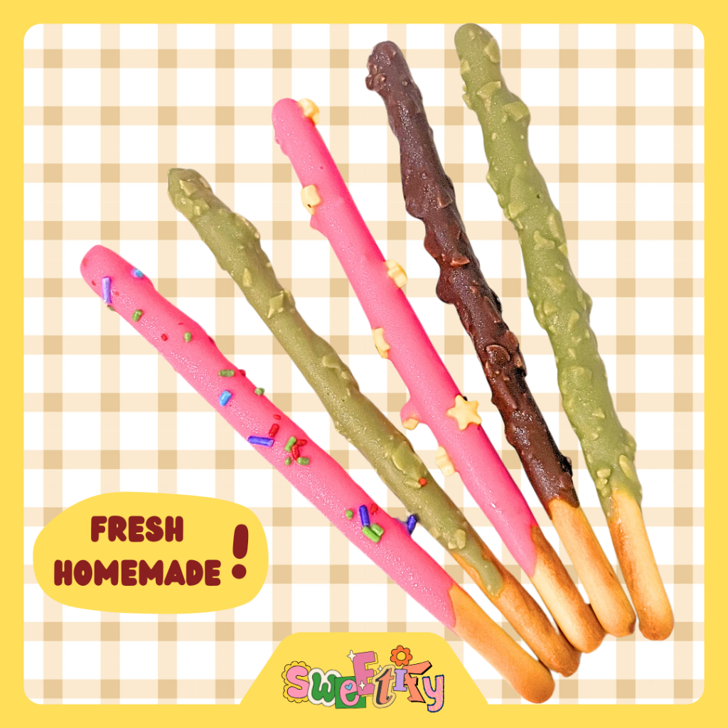 

CHOCO STICK / ALMOND, MATCHA, GREEN TEA, SPRINKLES, FLAKES / STIK COKLAT / PEPERO LOTTE / PEJOY