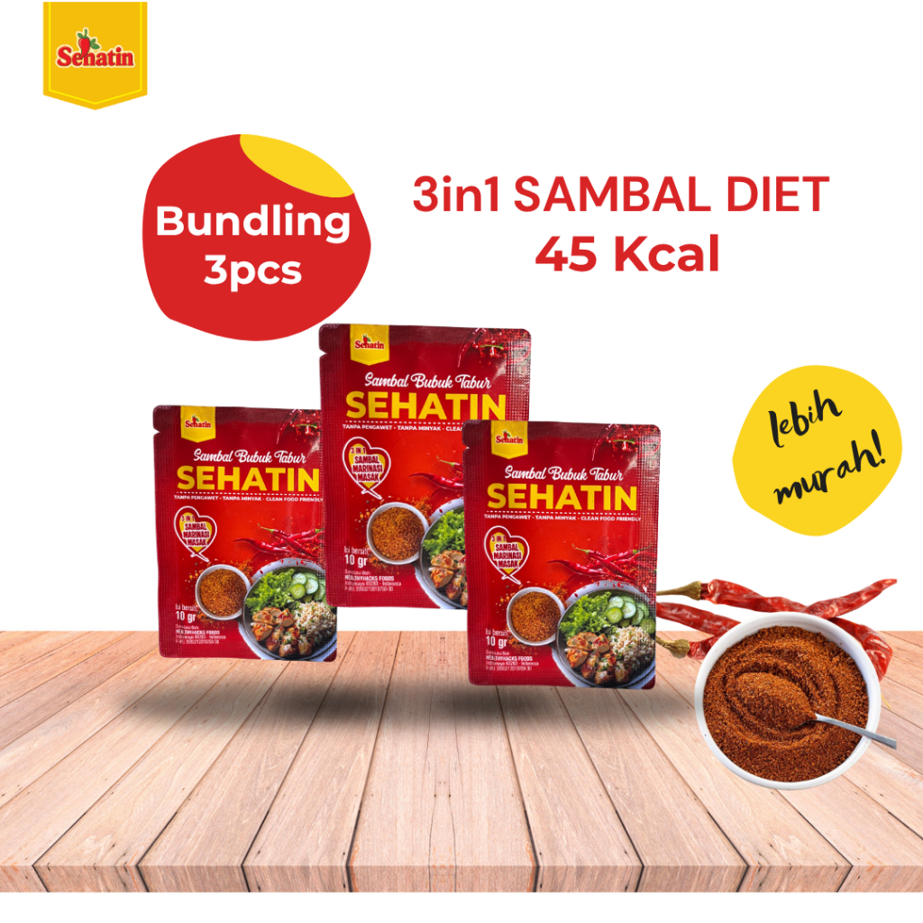 

Bundling 3 SEHATIN sambal 3in1 original sambal bubuk tabur (10gr)