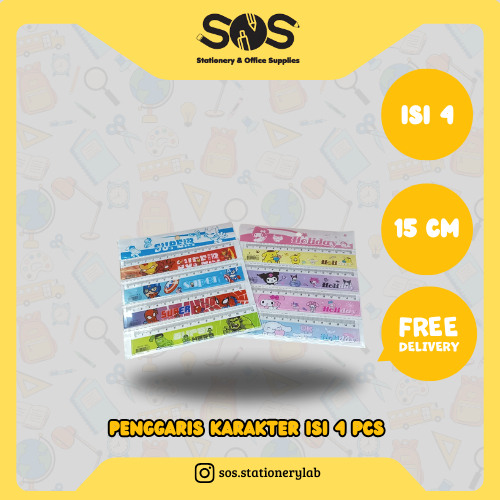 

Penggaris Karakter 15 cm isi 4 pcs