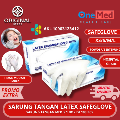 SARUNG TANGAN LATEX SAFE GLOVE | SARUNG TANGAN MEDIS | HANDSCOON MEDIS | SARUNG TANGAN KARET LATEX S