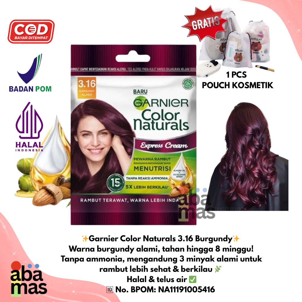 ORIGINAL BPOM  GARNIER HAIR COLOR NATURAL, CAT PEWARNA RAMBUT PERMANEN INSTAN HALAL PRIA/WANITA