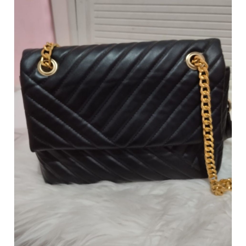tas wanita hitam pesta casual tali rantai