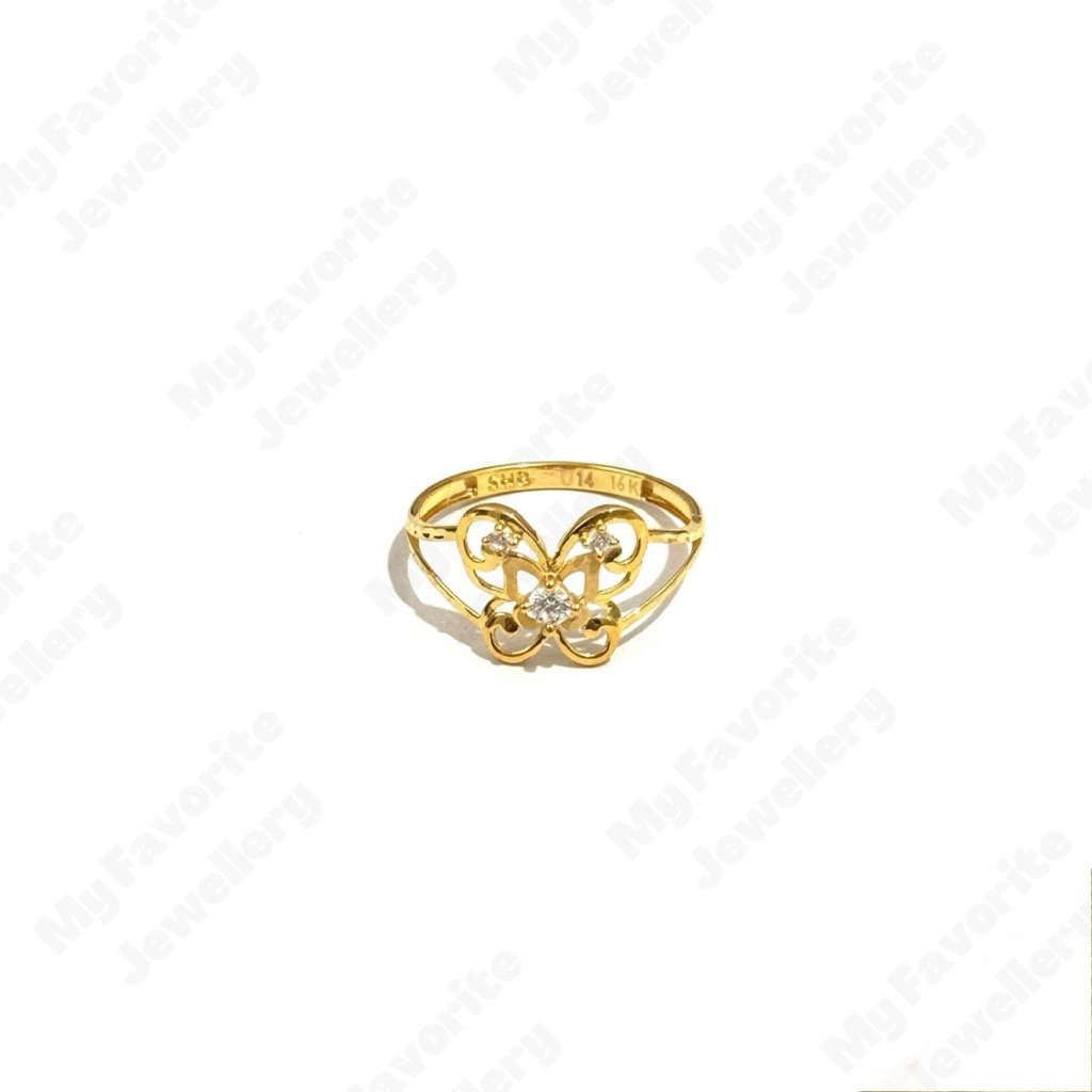 Cincin Kupu-Kupu Uk14 Emas Asli Kadar 700 16K
