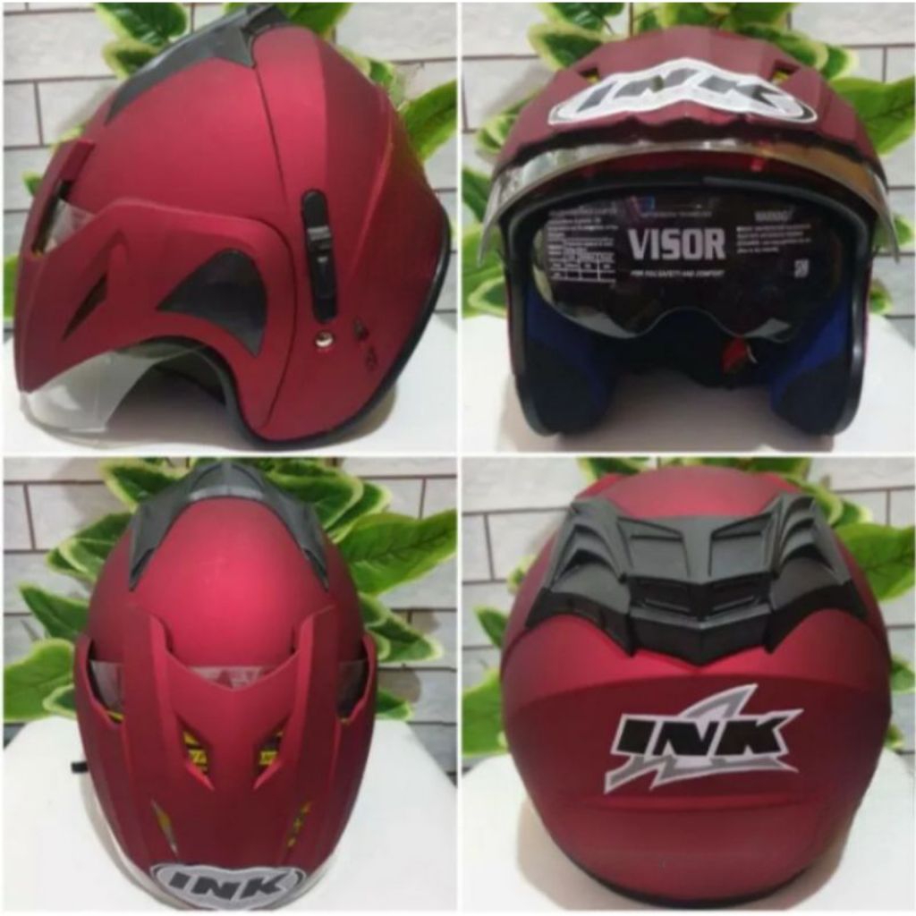 Helm Jp T1 Double Visor Sni - Helm Wanita Pria, free stiker INK