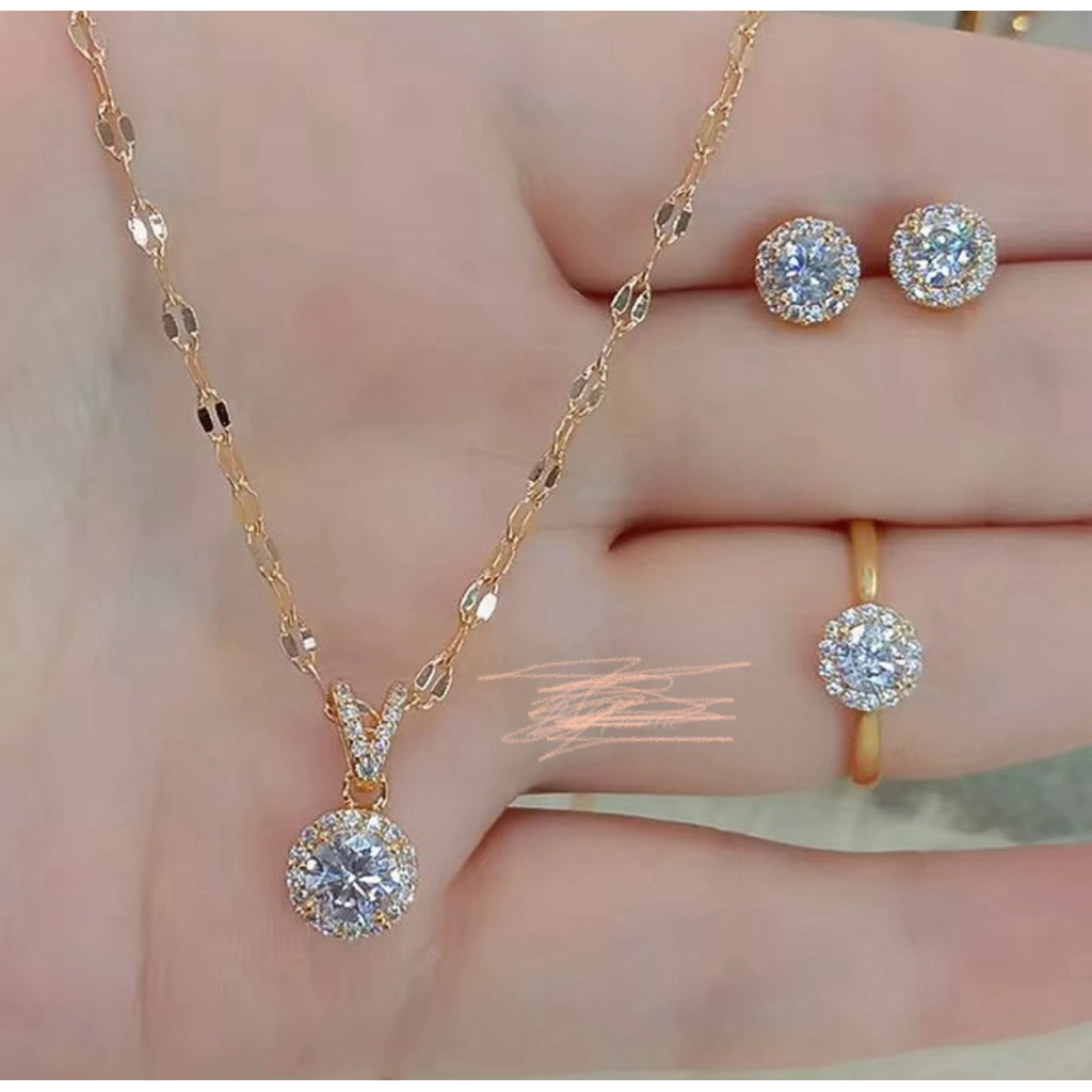 set perhiasan titanium asli anti karat anti luntur elegan