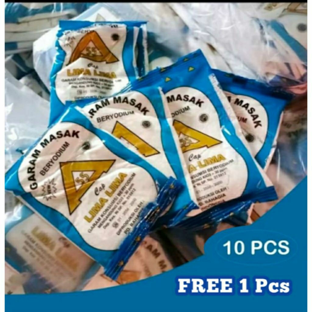 

Promo 10 Pcs Garam Masak Halus Beryoudium Free 1 Pcs / Garam Masak Dapur Beryoudium Termurah Kemasan 100gr