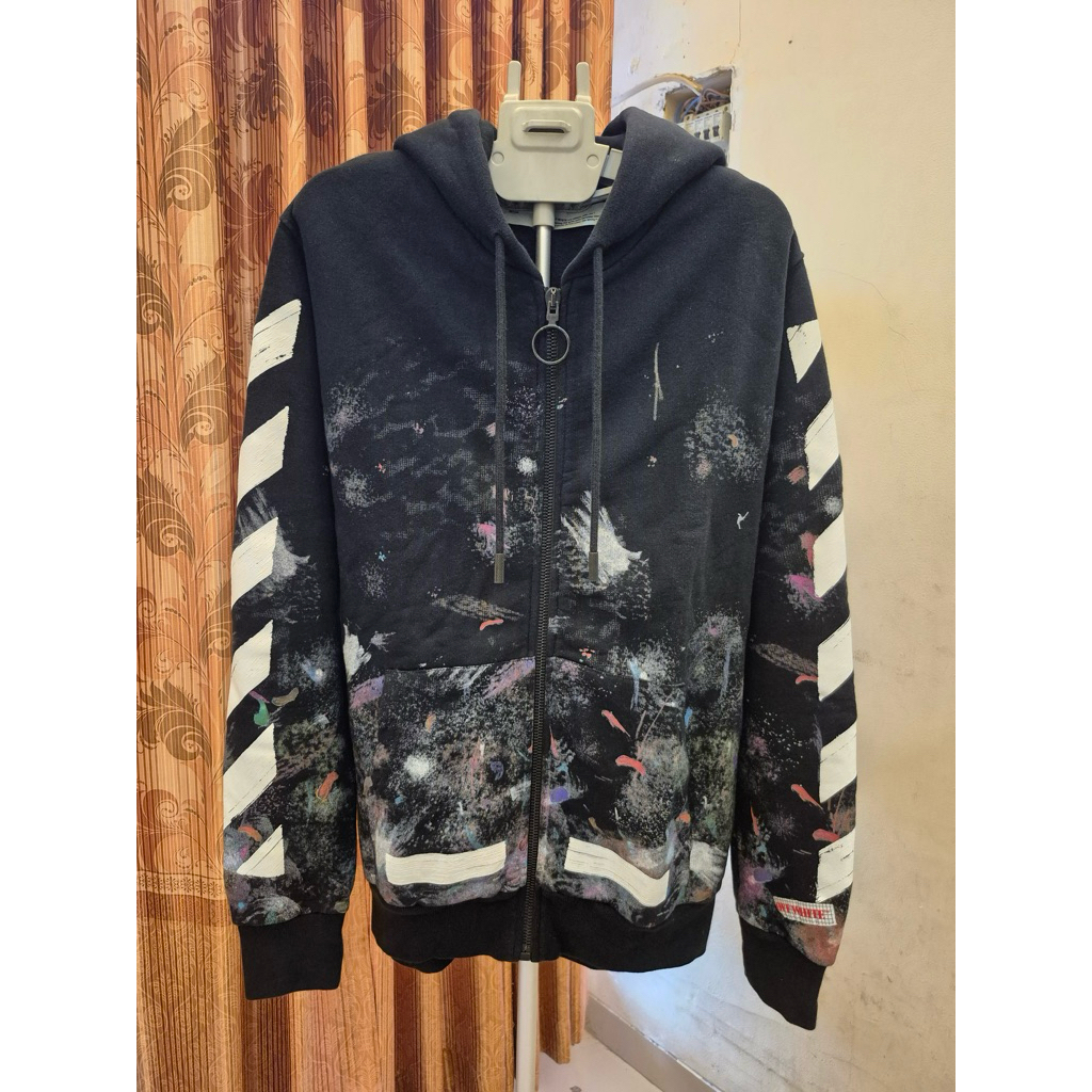 OFF-WHITE Diagonal Galaxy Brushed Zip Hoodie (M)