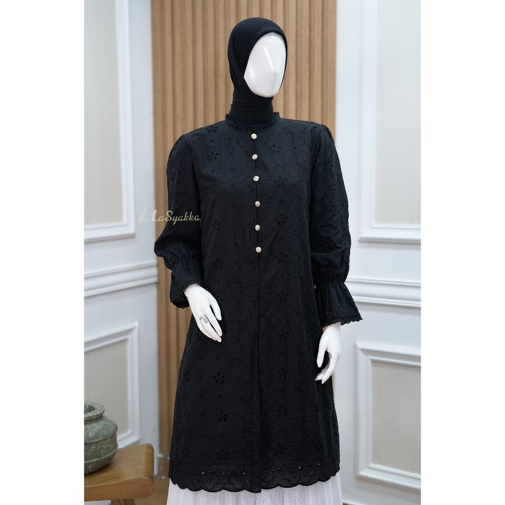 Tunik La Syakka by Naura - Tunik Katun Bordir / Tunik Busui / Tunik Hitam / Tunik Putih / La syakka 