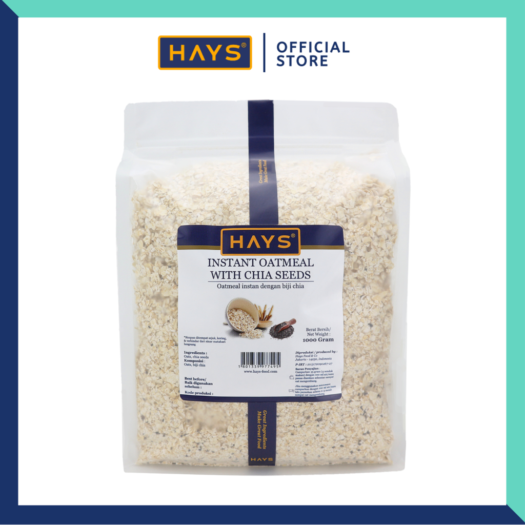 

Hays Instan Oatmeal Dengan Chia Seed 1 KG / Instant Oatmeal With Chia Seeds