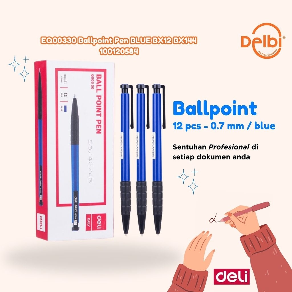 

EQ00330 Ballpoint Pen BLUE BX12 BX144