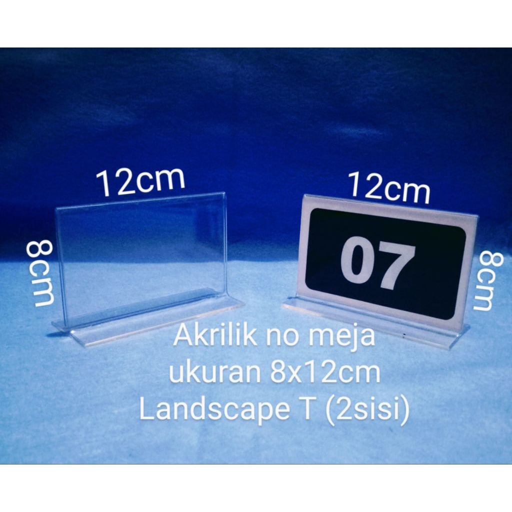 

Akrilik No Meja Ukuran 8x12cm Landscape T (2sisi) tebal 2mm