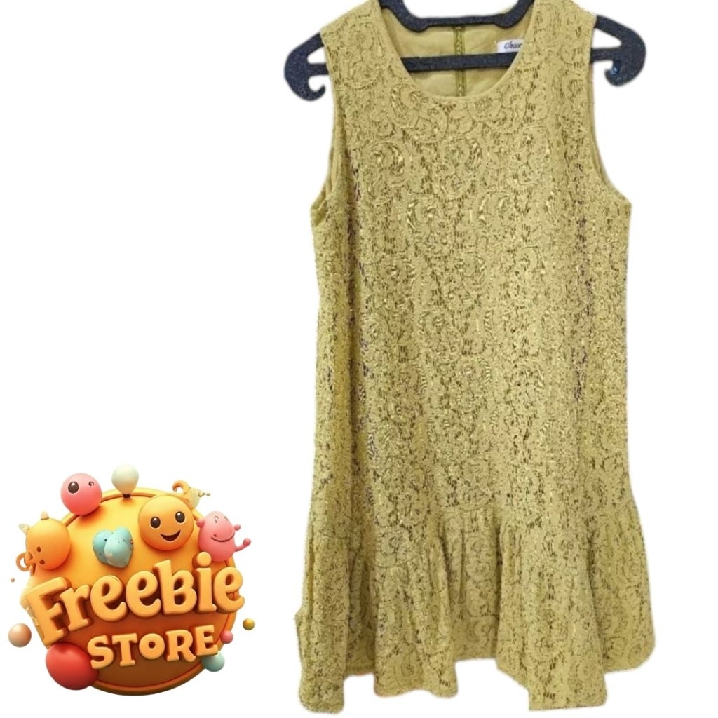 Dress Brokat Kuning - preloved