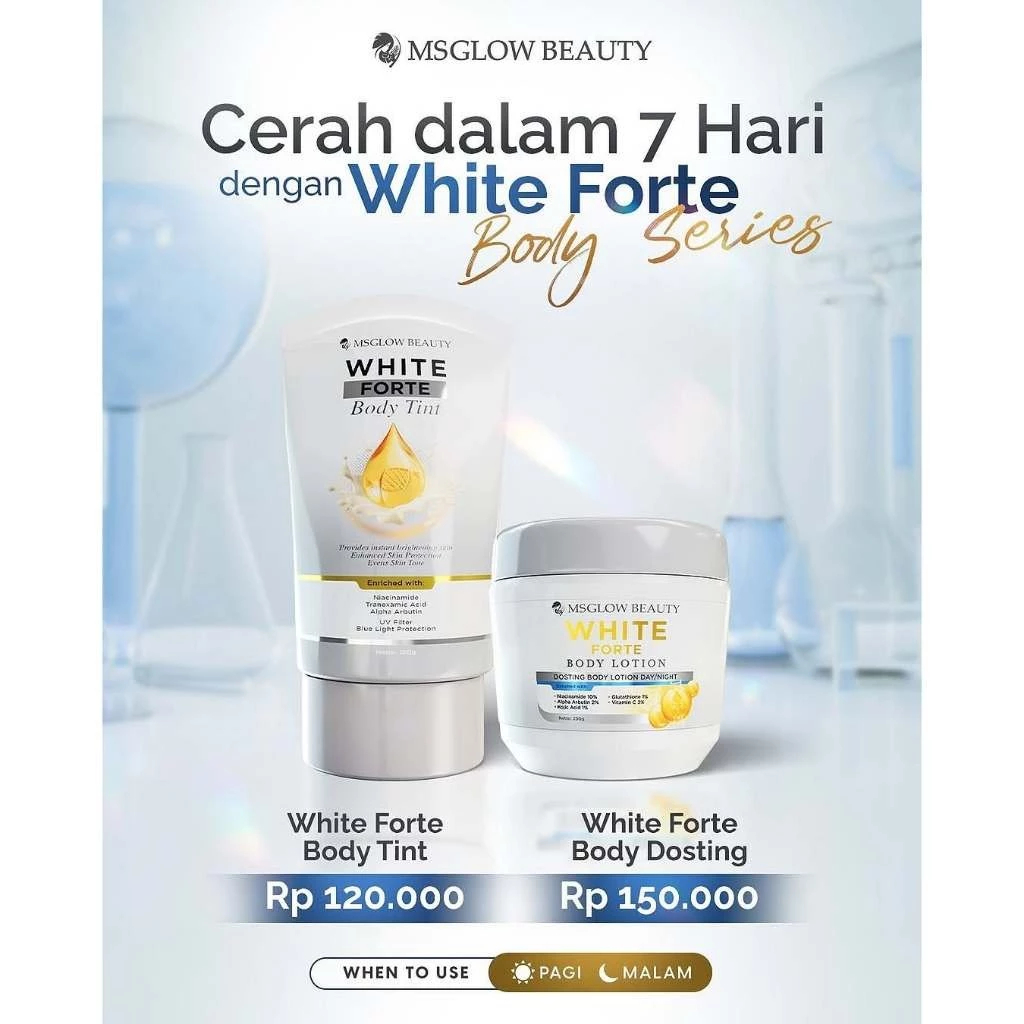 Ms Glow White Forte Series - White Forte Body Lotion & White Forte Body Tint Tone Up  Original BPOM