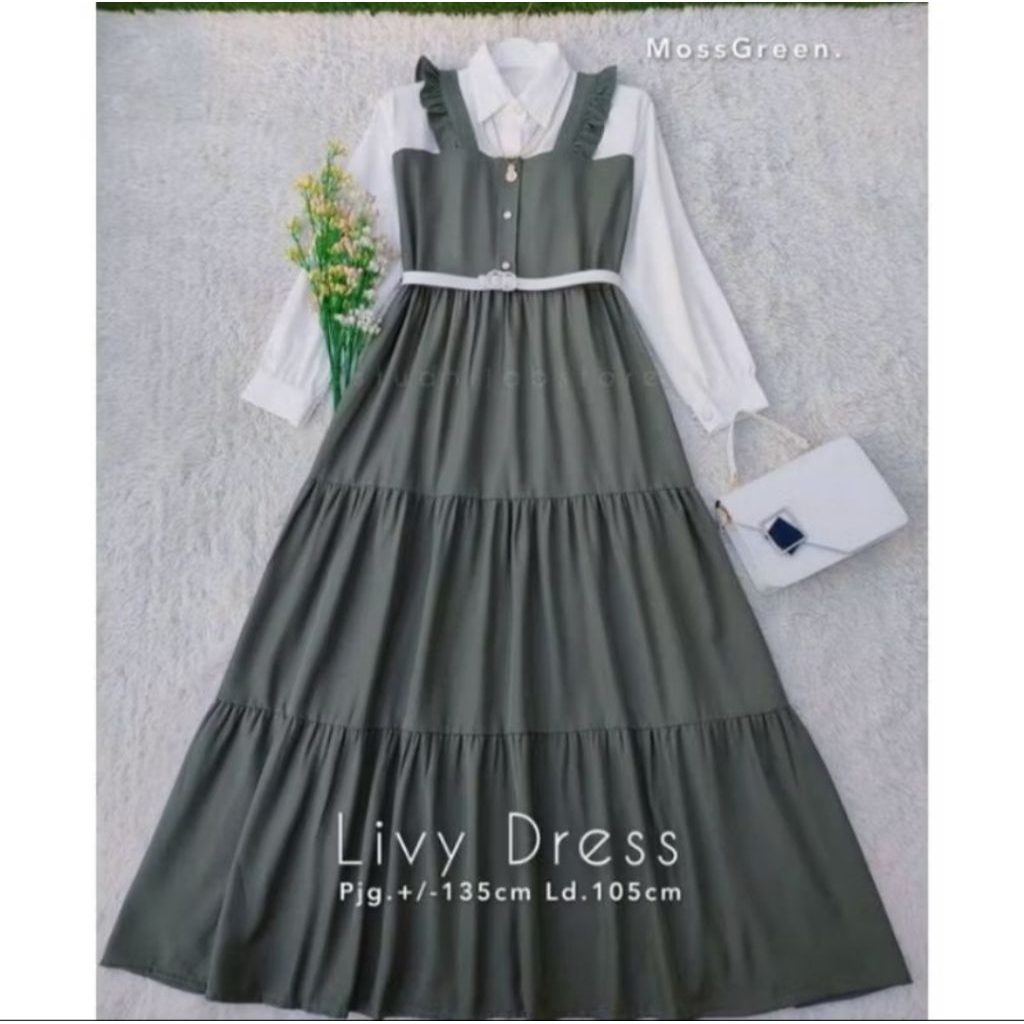Livy dress/Dress Korean Style/Dress Wanita Korea/Dress Murah kualitas premium