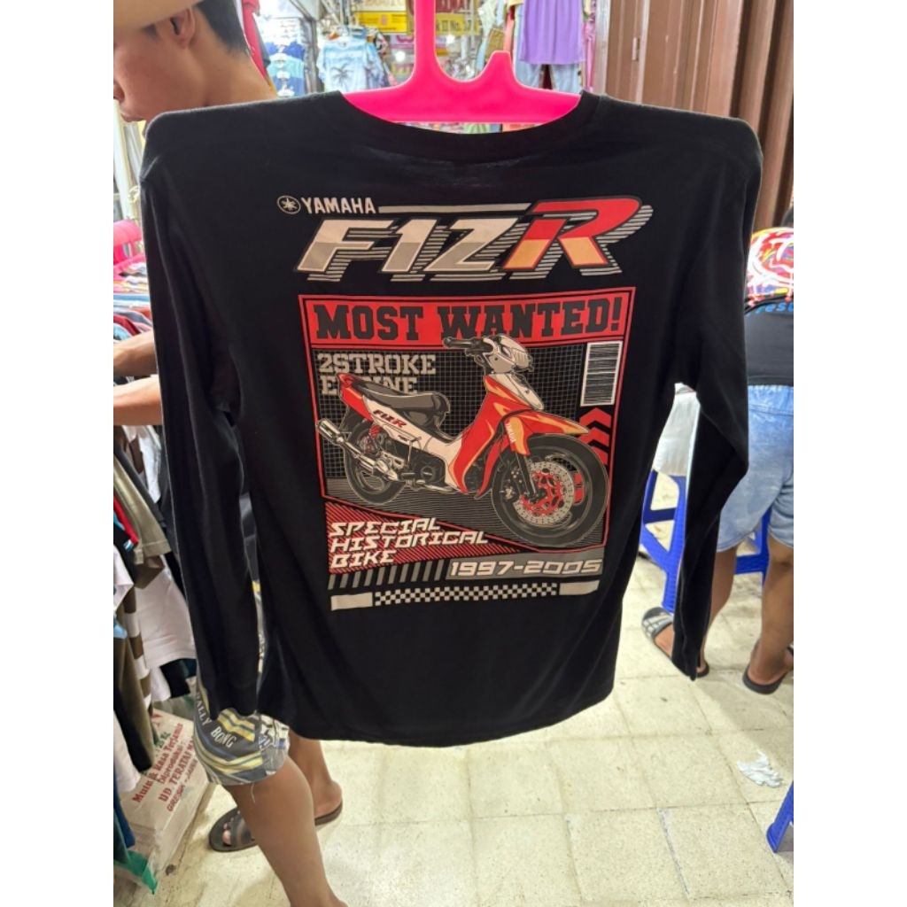 Kaos Lengan Panjang Pria Motor Fiz R Hitam Sablon Kekinian Terbaru