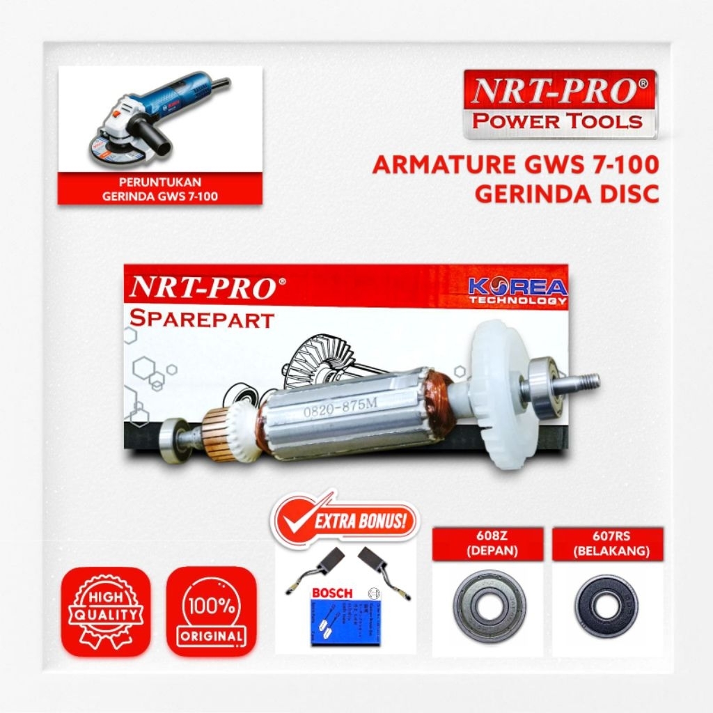 Armature Angker NRT-PRO GWS 7-100 Bosch Gerinda Tangan 4" Inch Armature Angker Mesin Gerinda Tangan 