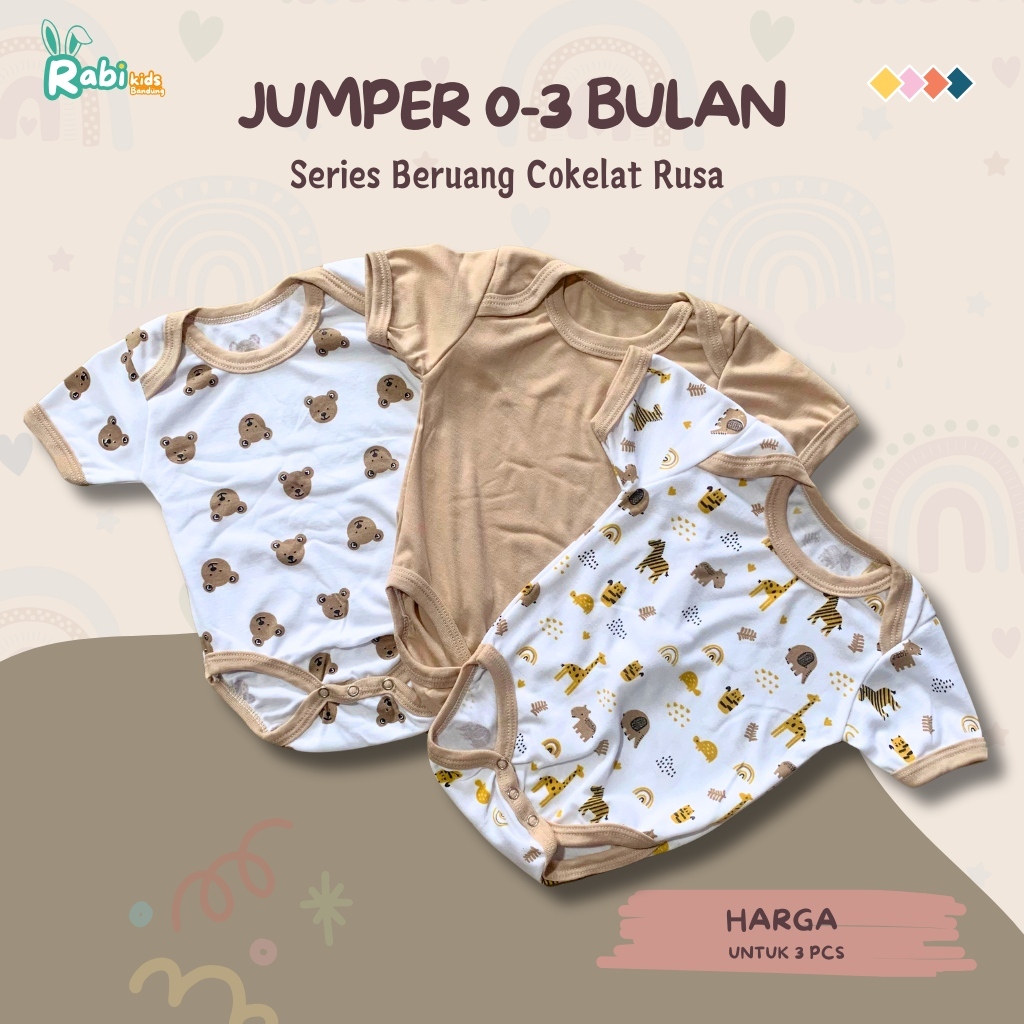 HHH Jumper Bayi Series Beruang Cokelat Newborn - Baju Bayi Umur 0-3 Bulan