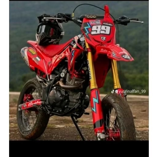 DECAL STIKER CRF 150L FULL BODY DESAIN WARNA MERAH SIMPEL ELEGAN