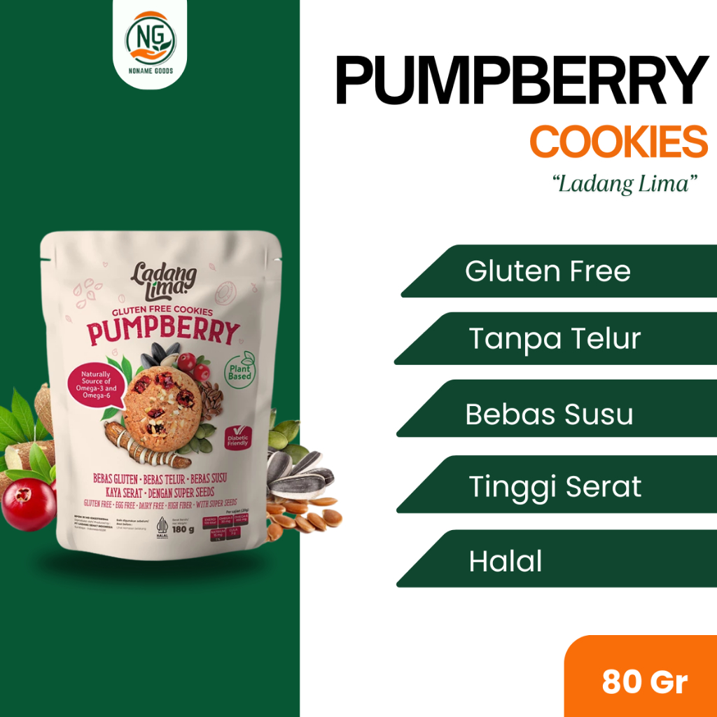 

LADANG LIMA PUMPBERRY MINI 80 GR HEALTHY COOKIES GLUTEN FREE