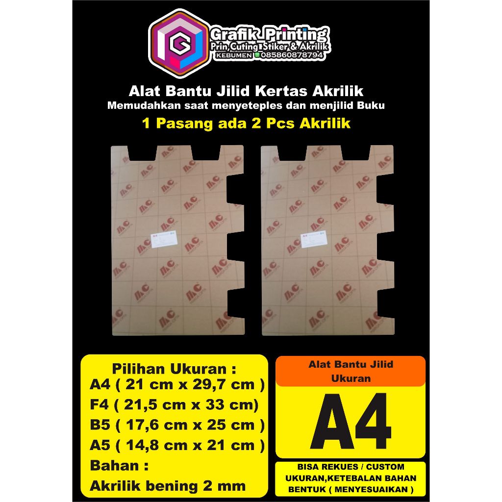

Alat Jilid Kertas Akrilik memudahkan jilid buku F4 A4 B5 A5