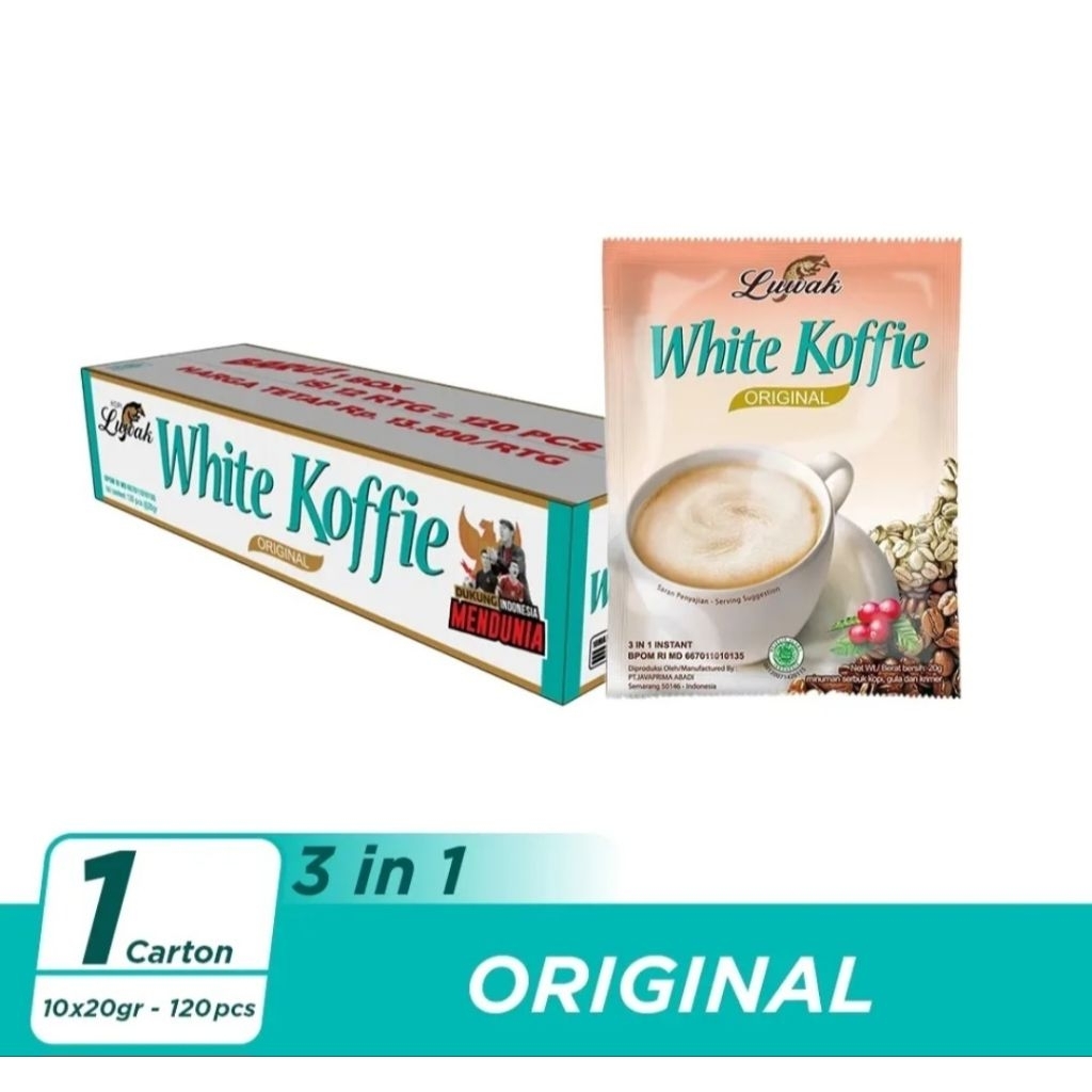 

Luwak White Koffie Original Kopi Instan [ 20 g / 120 Sachet / Karton ]