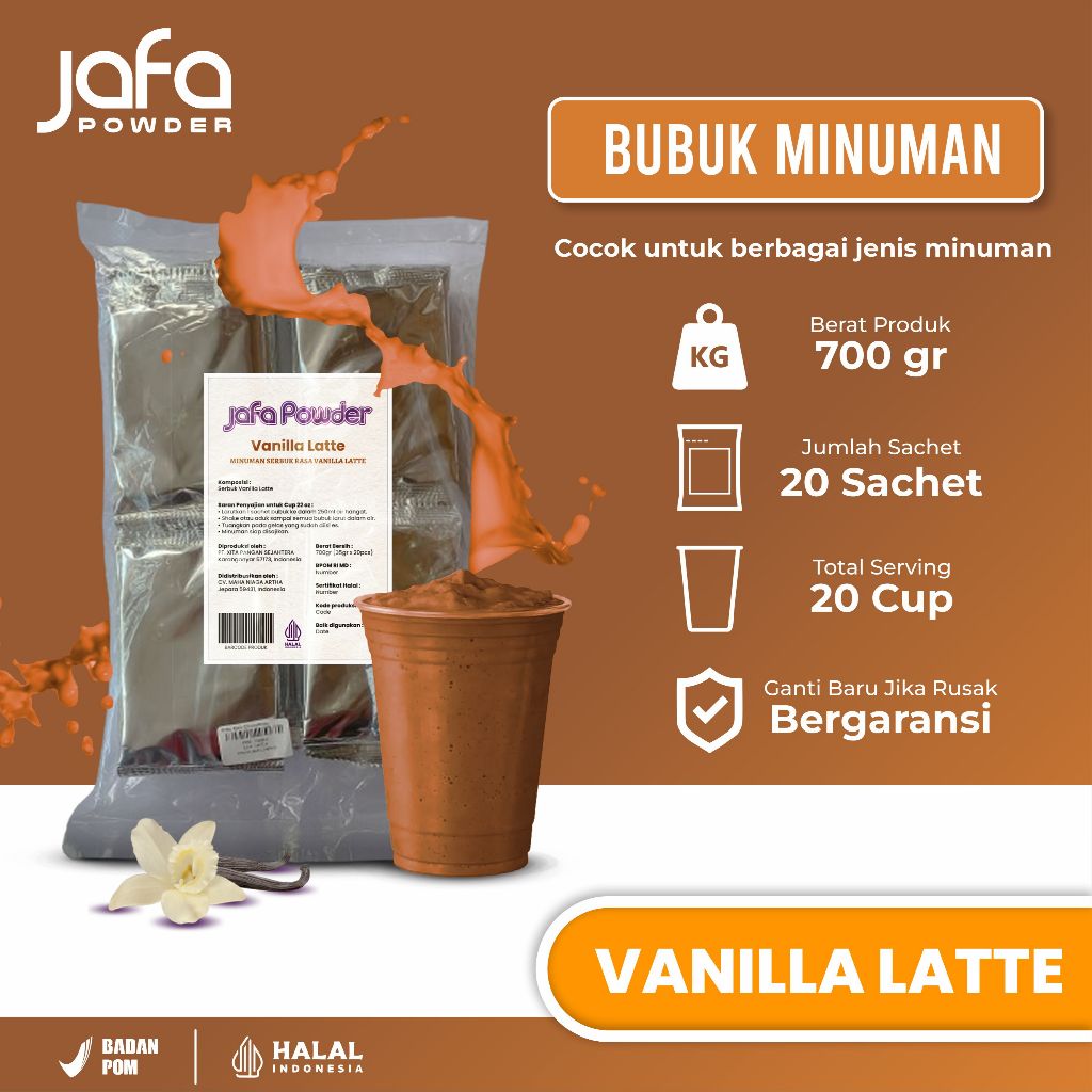 Bubuk Minuman Rasa Vanilla Latte 700 Gram - Bubuk Minuman Premium Rasa Vanilla - Halal & BPOM