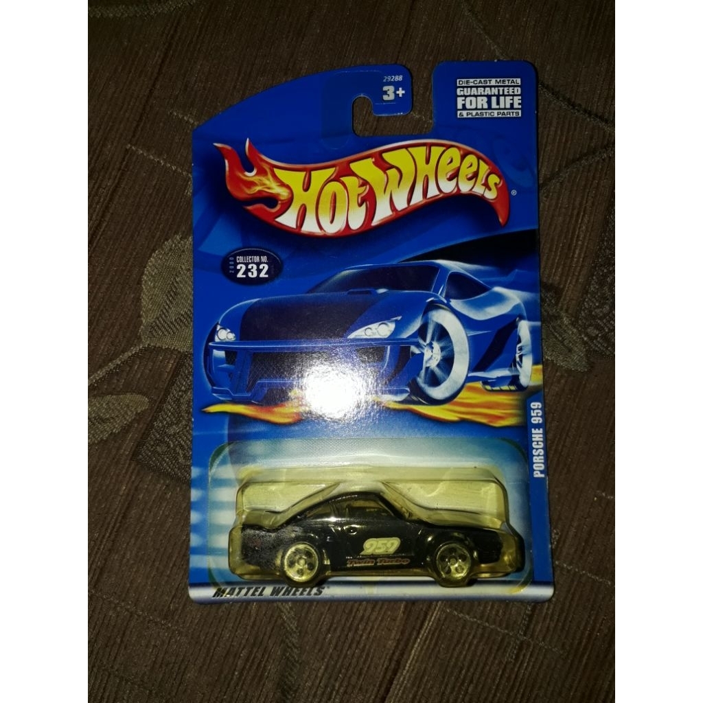 hot wheels porsche 959 hitam blue card