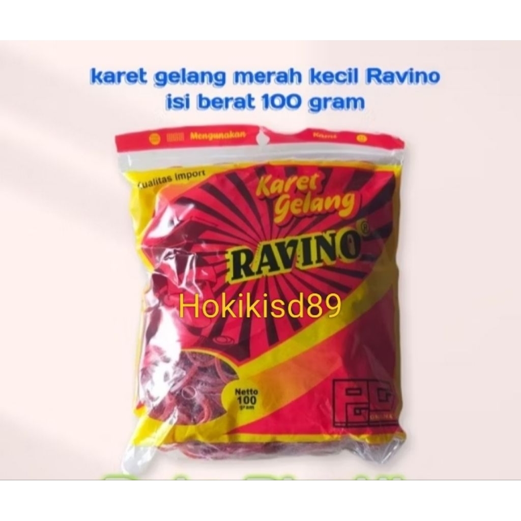 

KARET GELANG MERAH BAHAN IMPORT RAVINO ISI 100 GRAM.