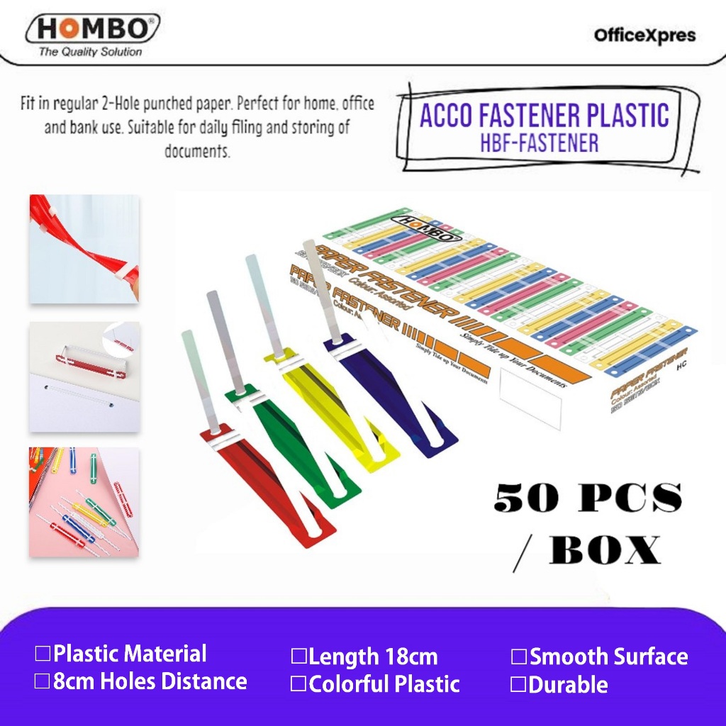 

Acco Plastik Paper Fastener Box Hombo / Tulang Jilid / Snelhecter / Acco Fastener Plastic 8cm