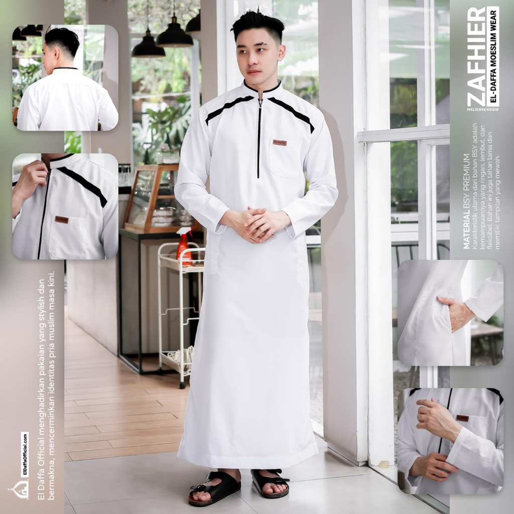 Gamis Pria Modern -Jubah Pria - Jubah Gamis Premium Terbaru Remaja Bahan Katun Kombinasi Embos