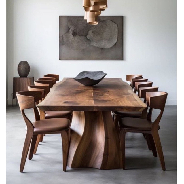 Set meja makan kayu trambesi solid meja makan sultan kayu tebal