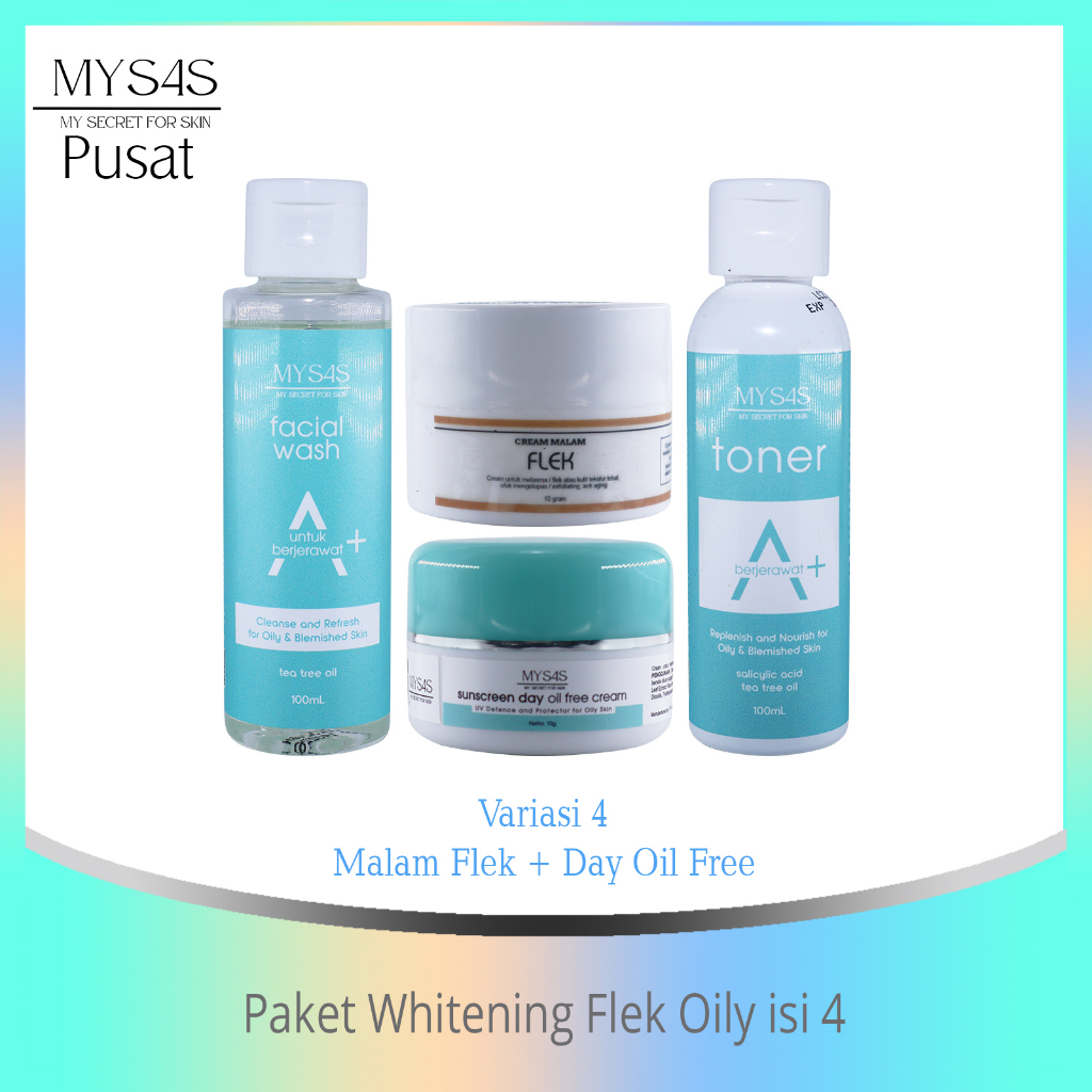 Mysas Skincare Paket Whitening Flek Oily isi 4