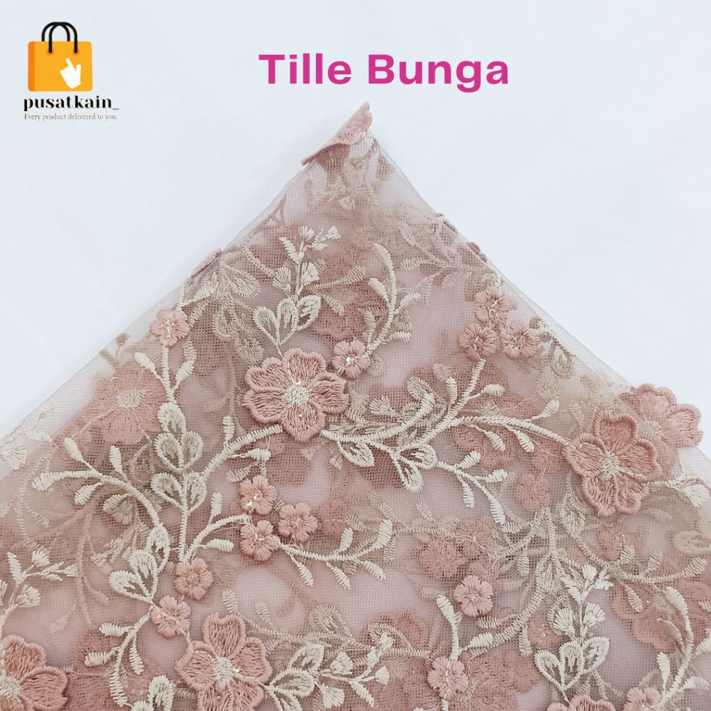 Tille Bunga/ Tille Motif / Kain Tille / Kebaya / Kain Kebaya / Dress / Gamis / Kebaya Wisuda / Kutu 