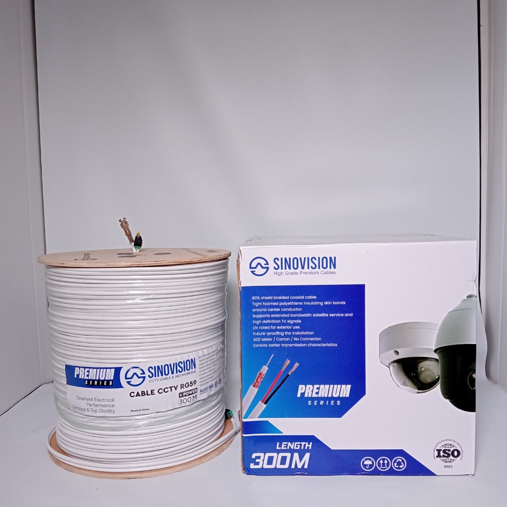 kabel cctv coaxial rg59 + power sinovision 300m | Kabel RG 59+P Sinovision