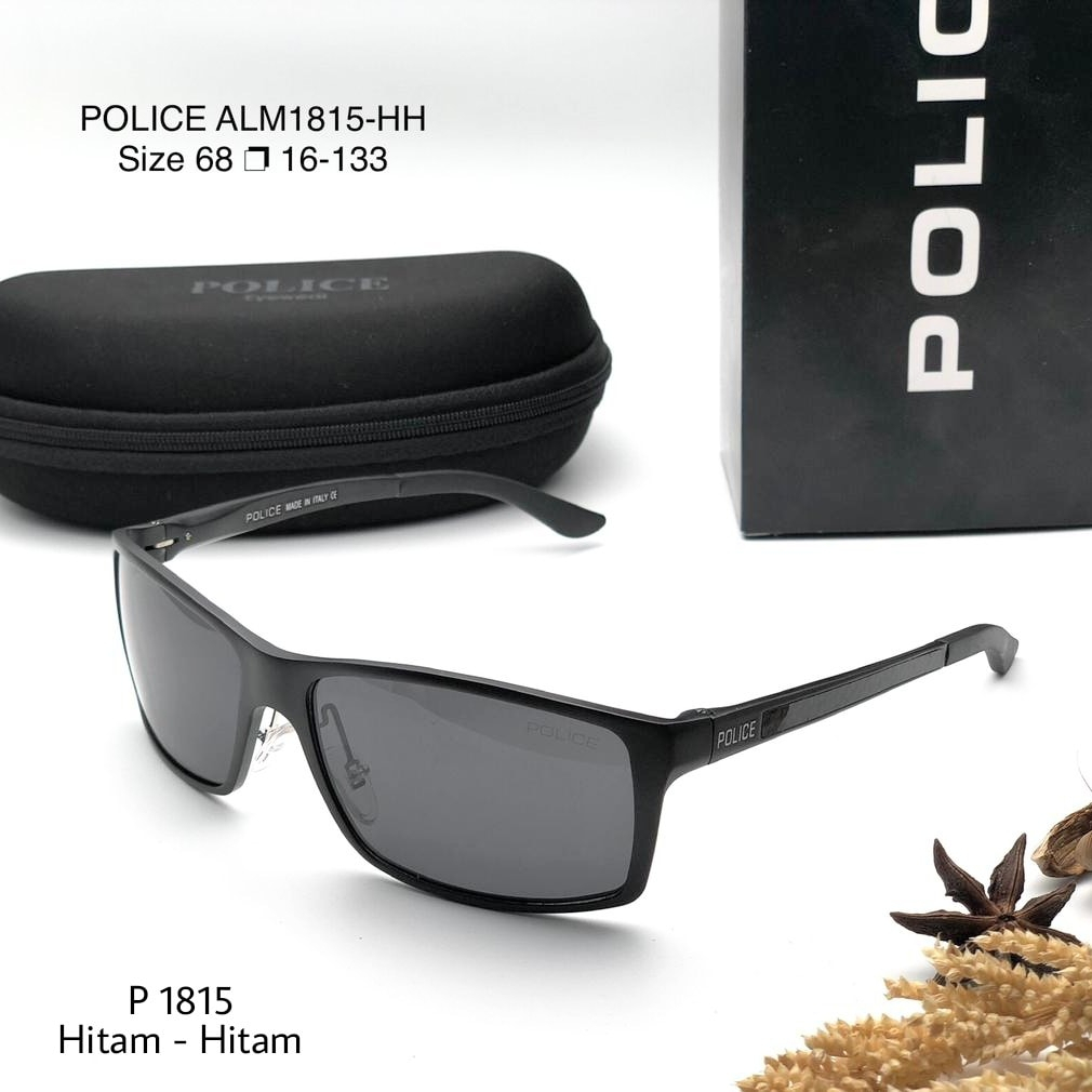 KACAMATA HITAM SPORT POLICE 1815 TERBARU LENSA POLARIZED ANTISILAU ANTIRADIASI OUTDOOR INDOOR BERSEP