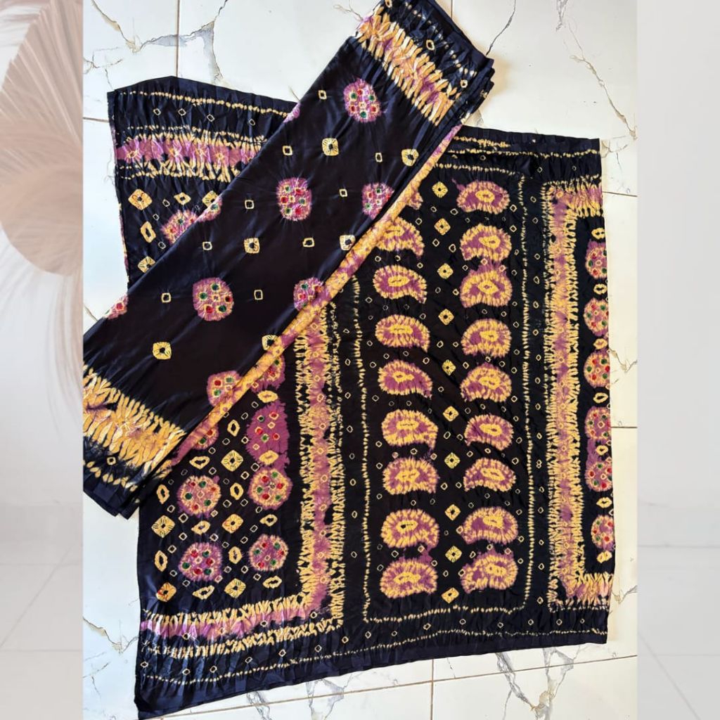 Kain Selendang Jumputan Khas Palembang Set Setelan Dodot Wanita Batik Jemputan Silk Premium Semi Sut
