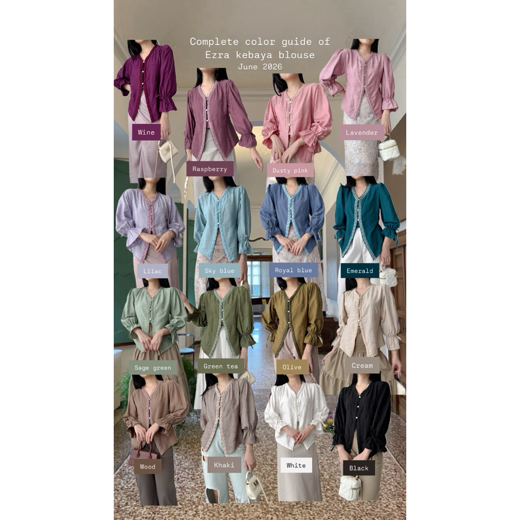 KANON - Ezra Kebaya Blouse - Blouse Kebaya Modern Motif Bordir Bunga