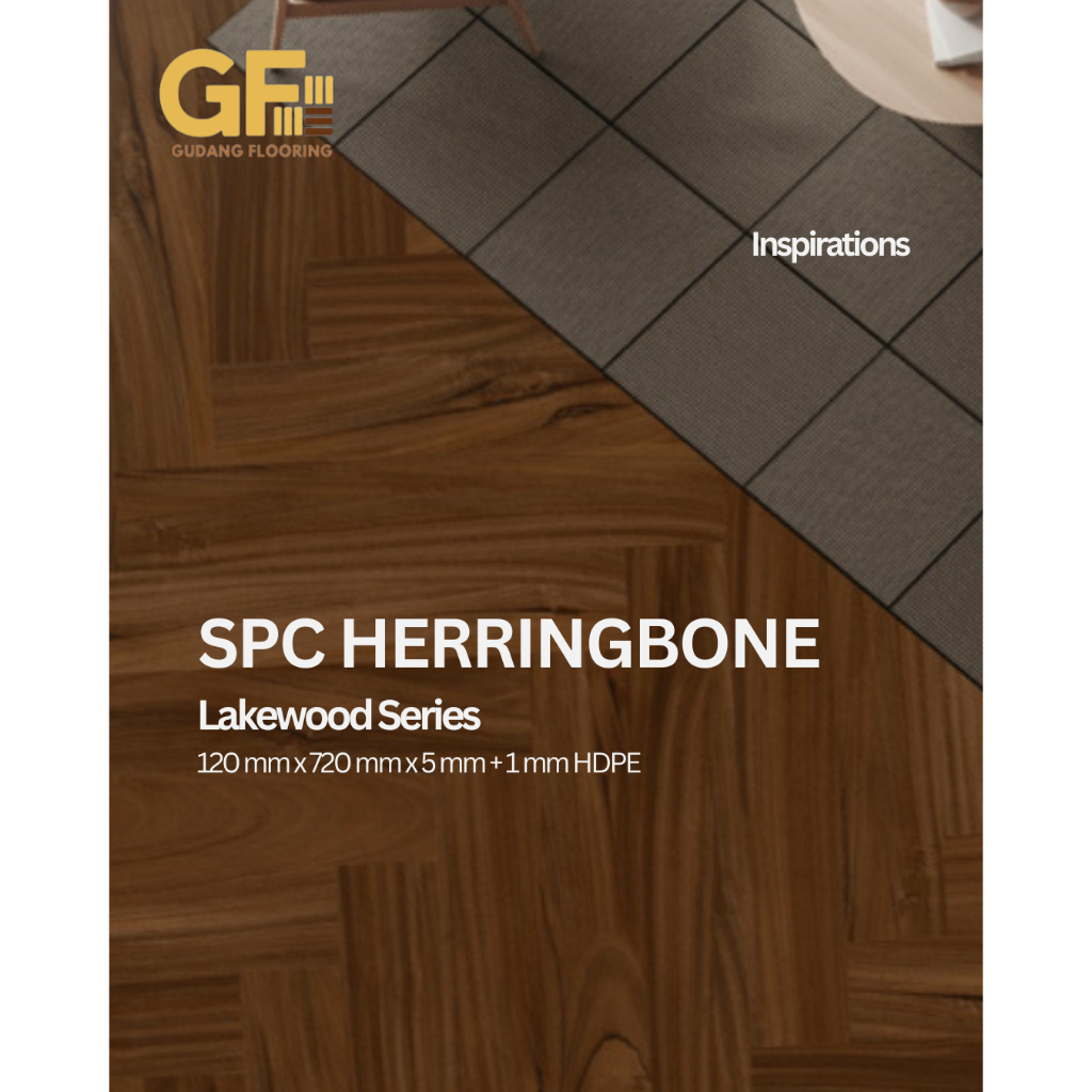 SPC Lakewood Wood | Lantai SPC 6mm | Herringbone