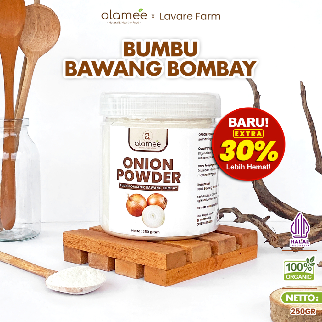 

ALAMEE Bawang Bombay Bubuk Bumbu Dapur Organik Onion Powder Ground Spice Bombai Murni Asli 250gr BUMA