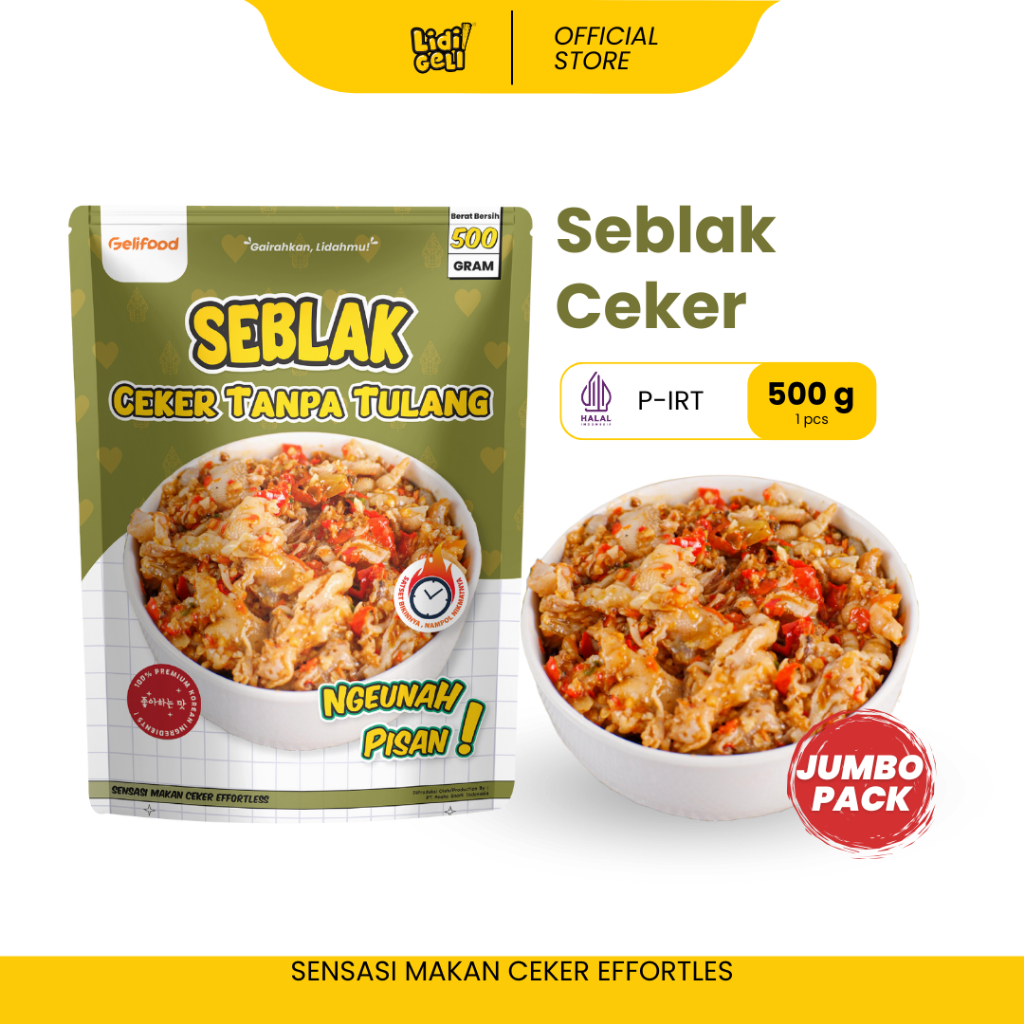 

Geli Food - 1/2 kilo Dakbal Ceker Seblak Merecon Ceker Tanpa Tulang ( Dakbal Bumbu Seblak Cobek ) Instan 500gram