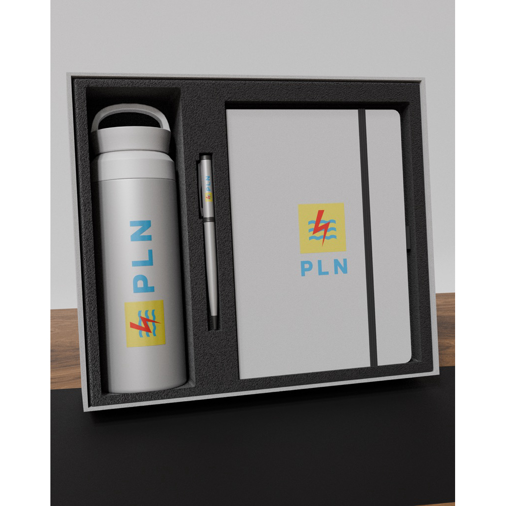 

Custom corporate hampers | Essential Office Set (botol, pen, buku)