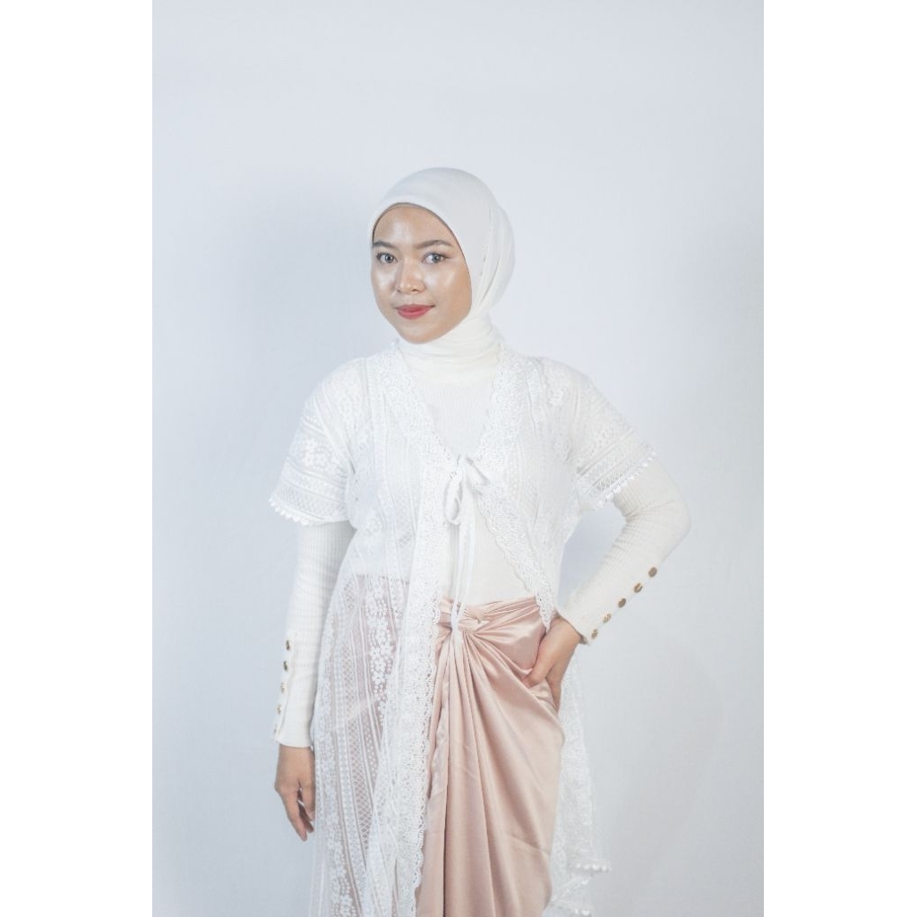 LD 110 Florale Jasmine Outer Pantai Tunik Brokat Vest Wanita Full Renda Premium Nyaman Elegant Modis