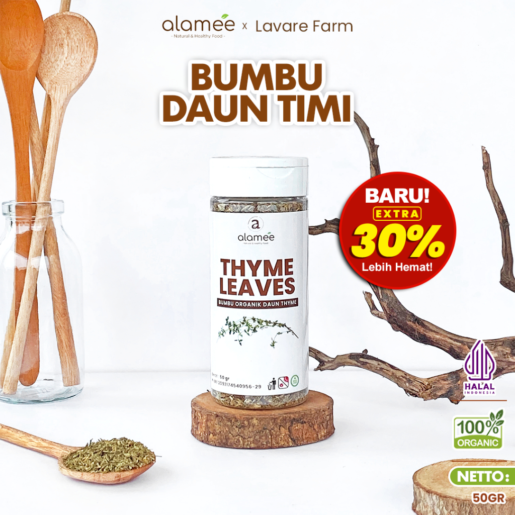 

ALAMEE Thyme Kering Daun Timi Bumbu Dapur Organik Garnish Dried Leaves Murni Asli Tanpa Campuran 50g BUMA