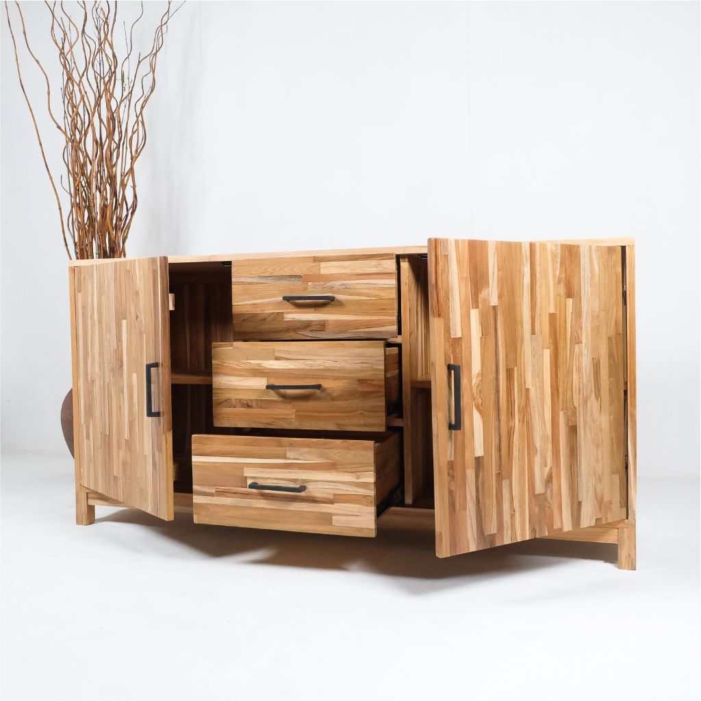 Sideboard bufet meja 3 Laci Pintu Kayu Jati oven