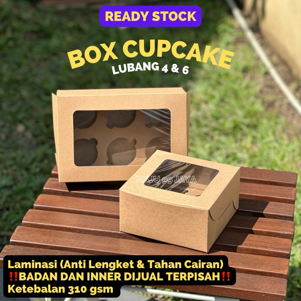 

Dus Cupcake Box Cup Cake Kotak Kue Roti Snack Jajan ukuran 25x17x9 cm & 17x17x9 cm Kraft Coklat Laminasi Window Jendela | Dus Cupcake isi 4 isi 6 Sekat 4 Sekat 6