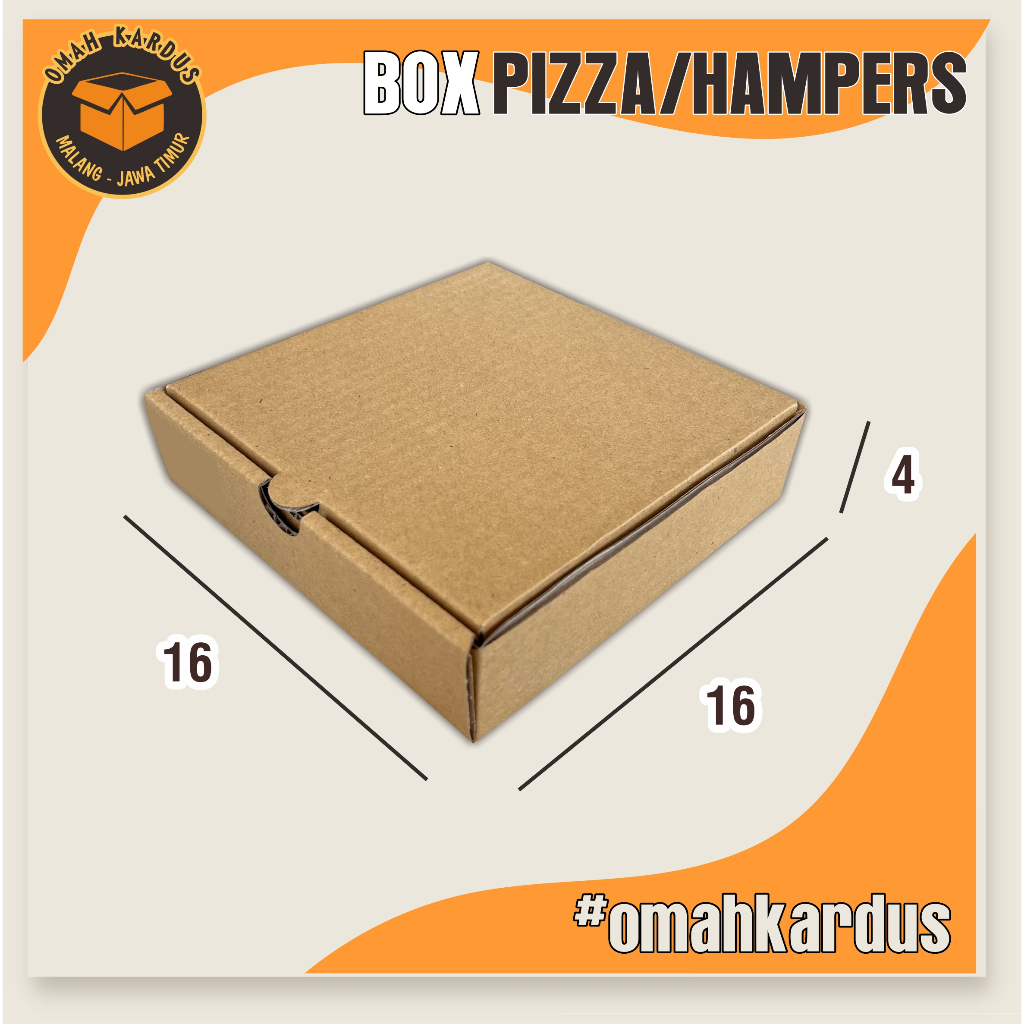 

Box Pizza/Hampers 16x16x4 cm / kardus box polos / kardus hampers / box diecut / box hampers / kardus pizza / box pizza / kardus baju / box hijap / kardus dus box pizza