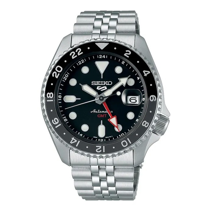 Seiko 5 Sports SSK001K1 SKX Sports Style GMT Black Grape Automatic Black Dial Stainless Steel Strap