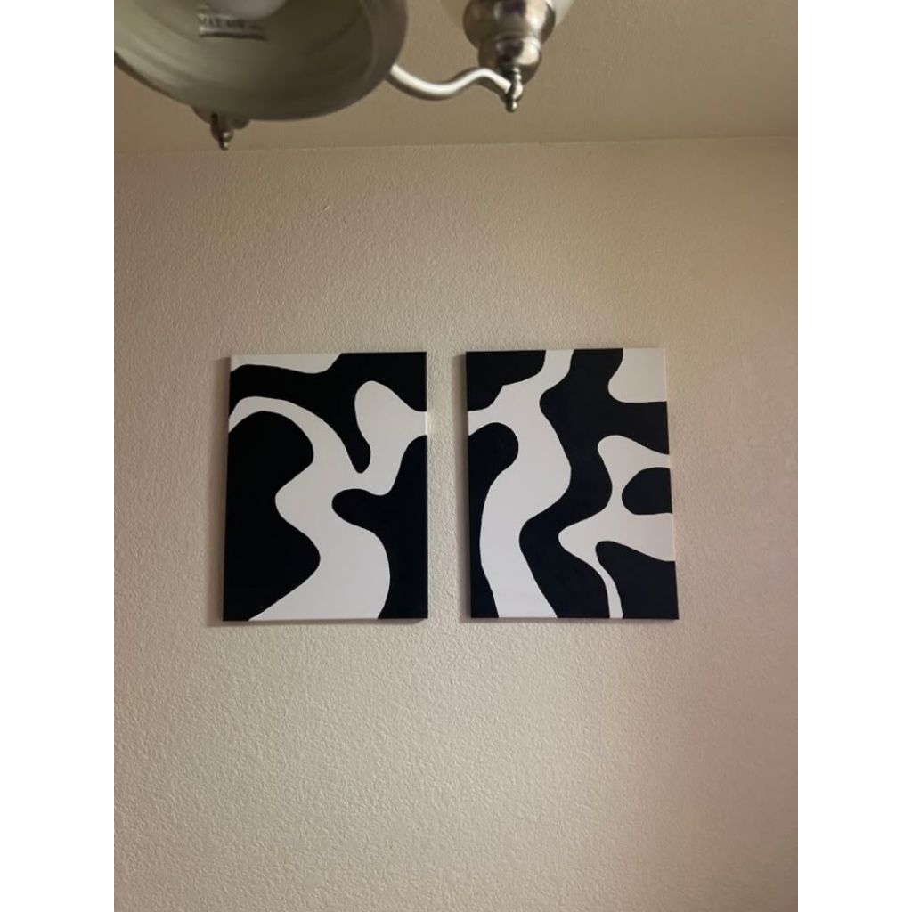 Lukisan kanvas abstrak modern minimalis hitam putih